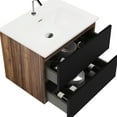thumbnail image 4 of Bathroom Vanity 24" - Soft Black & Walnut Theme. Modern With Ceramic Sink Overflow. Abundant Storage, Silent Soft-close Technology Wall Mounted Unit Walnut. With Overflow Sink. Spacious Rails, 4 of 4