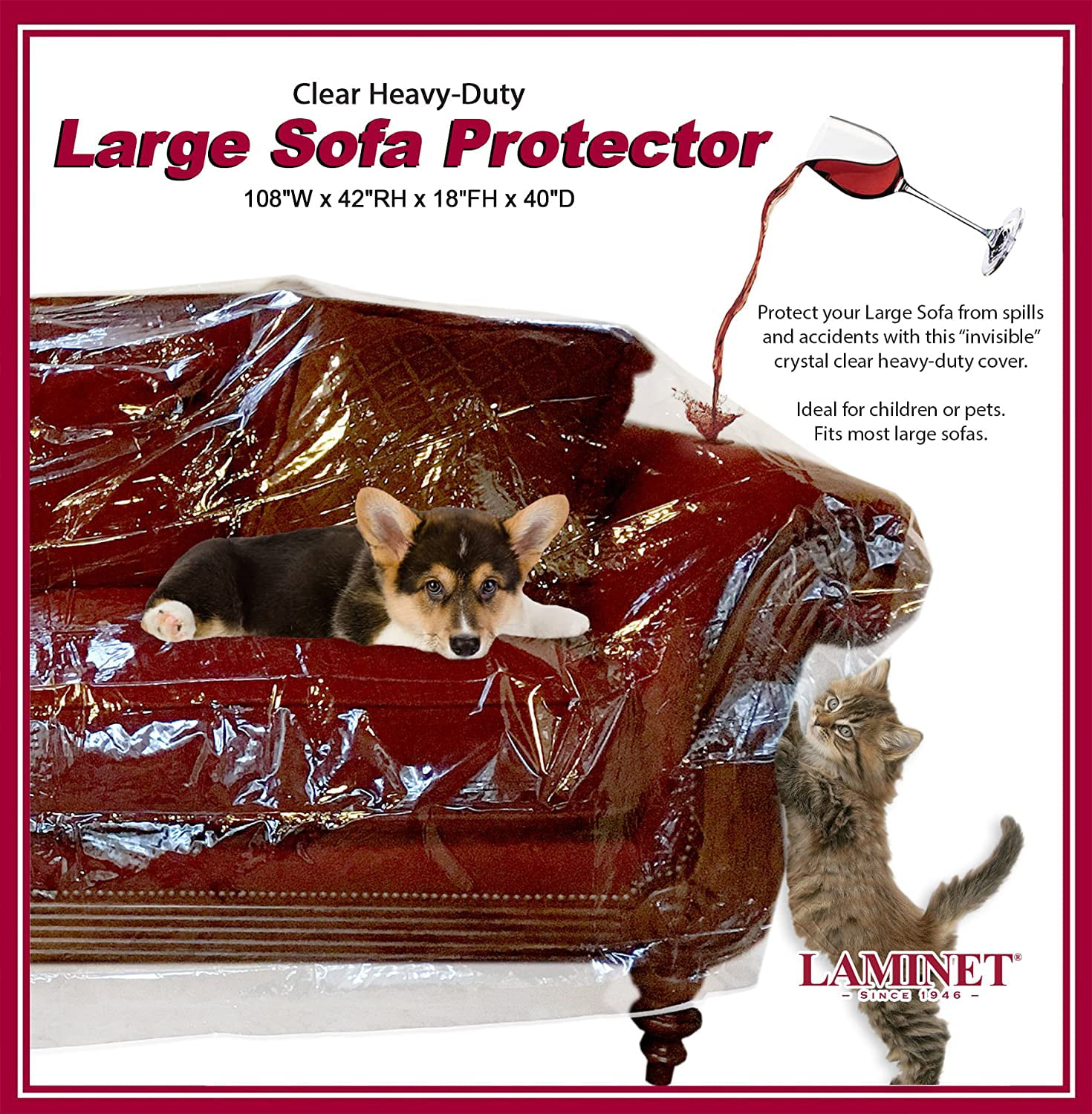 Large Sofa, Furniture Protector Slipcovers & Elastic Covers LAMINET Crystal Clear Furniture Protectors