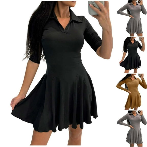 yillto Tennis Dress for Womens Long Sleeve Workout Athletic Sport Dresses Activewear Outfits Clothes