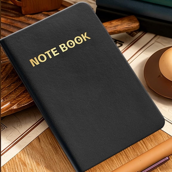 BRELIL Durable Leather A7 Pocket Notebook, Compact Thick Paper Journal for Writing, Mini Portable Note Pad for Travel Office Study, Small Concise Notebook Gift for Men Women