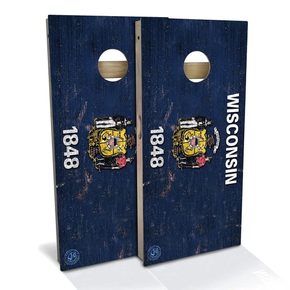 Skip's Garage | Wisconsin Flag Cornhole Board Set | Includes Boards & Bags | Choose Your Size & Accessories