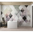 thumbnail image 6 of Tiptophomedecor Abstract Wallpaper Wall Mural - Rhombic Chessboard Pink, 6 of 7