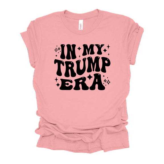 Womens Cute Funny In My Trump Era Groovy Letters Ladies Short Sleeve T-Shirt-Pink-3X-Large