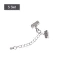 thumbnail image 3 of 5Sets Ribbon Crimp Clamp Ends Lobster Claw Clasps & Chain 10.5mm Stripe Silver, 3 of 6