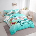 thumbnail image 3 of Homewish Happy Camping 7-Piece Twin Bedding Sets,Colorful Flower Floral Bedding Comforter Set,Cyan Glitter Print Sheet Sets For Teens,Ultra Soft Home Decor Reversible, 3 of 8