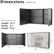 Mirror Medicine Cabinet with Storage,White led Lighted Bathroom Mirror Anti Fog smart Medicine Cabinet,wall Mounted Bathroom Mirror Cabinet,35.4 * 23.6 Two Door Aluminum Cabinet,Black
