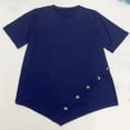 thumbnail image 5 of Classic Plus Size Blouse Women's Round Neck Short Sleeve Decorative Button Front Casual Everyday Top, 5 of 8