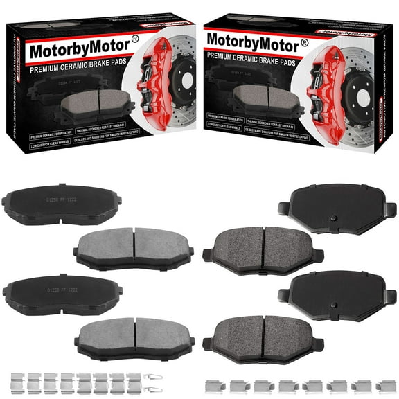 8 PCS Front & Rear Ceramic Brake Pads w/Hardware Fits Fits for Ford Edge 2011-2014, Lincoln MKX 2011-2014 Low Dust Brake Pad (All Models)