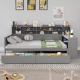 thumbnail image 2 of Tcbosik Full Size Corner Bed Frame with Writing Desk, Daybed with Open Shelves and 2 Storage Drawers, Sofa Bed for Living Room, Bedroom, Easy Assembly, Gray, 2 of 9