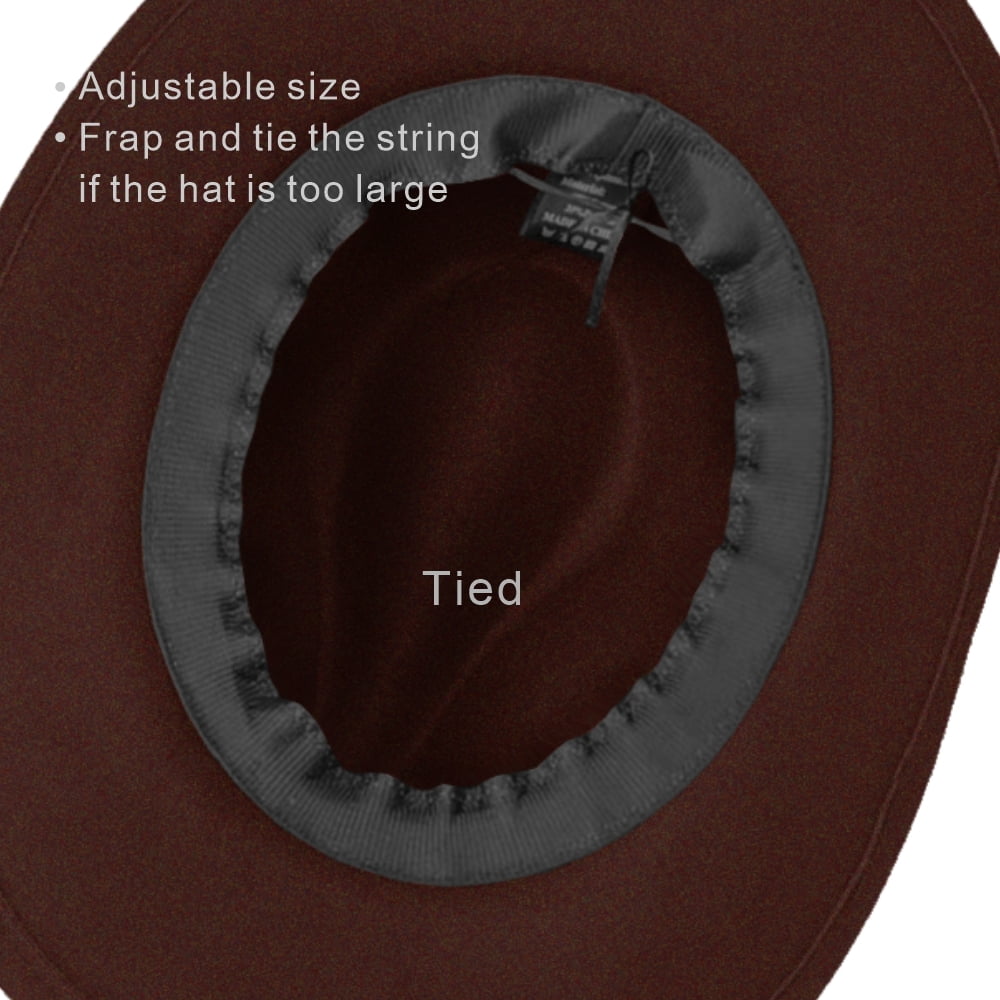 LZLER Fashion Western Cowboy Hat for Men Women Wide Brim Fedora Hat with Buckle Belt
