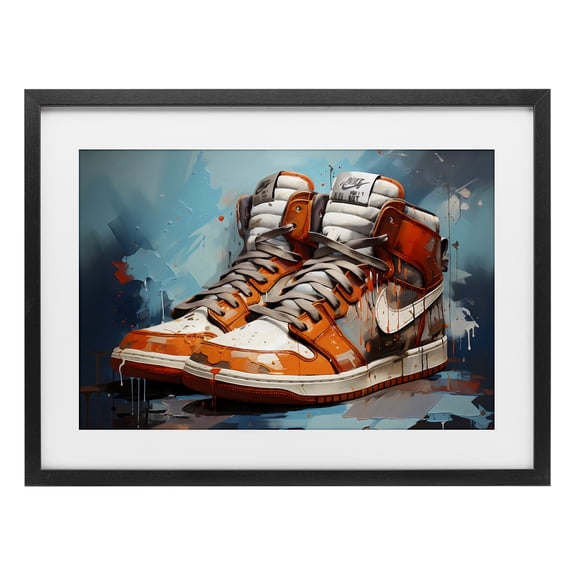 Stupell Industries Contemporary Red & White Sneakers Splash Black Framed Print Under Glass, 20 x 14, by Creative Studio