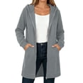 thumbnail image 5 of QIYAGBSA Hoodies for Women Zip Up Longline Hooded Sweatshirt with Front Pockets Casual Fall Winter Outerwear (Gray, L), 5 of 7