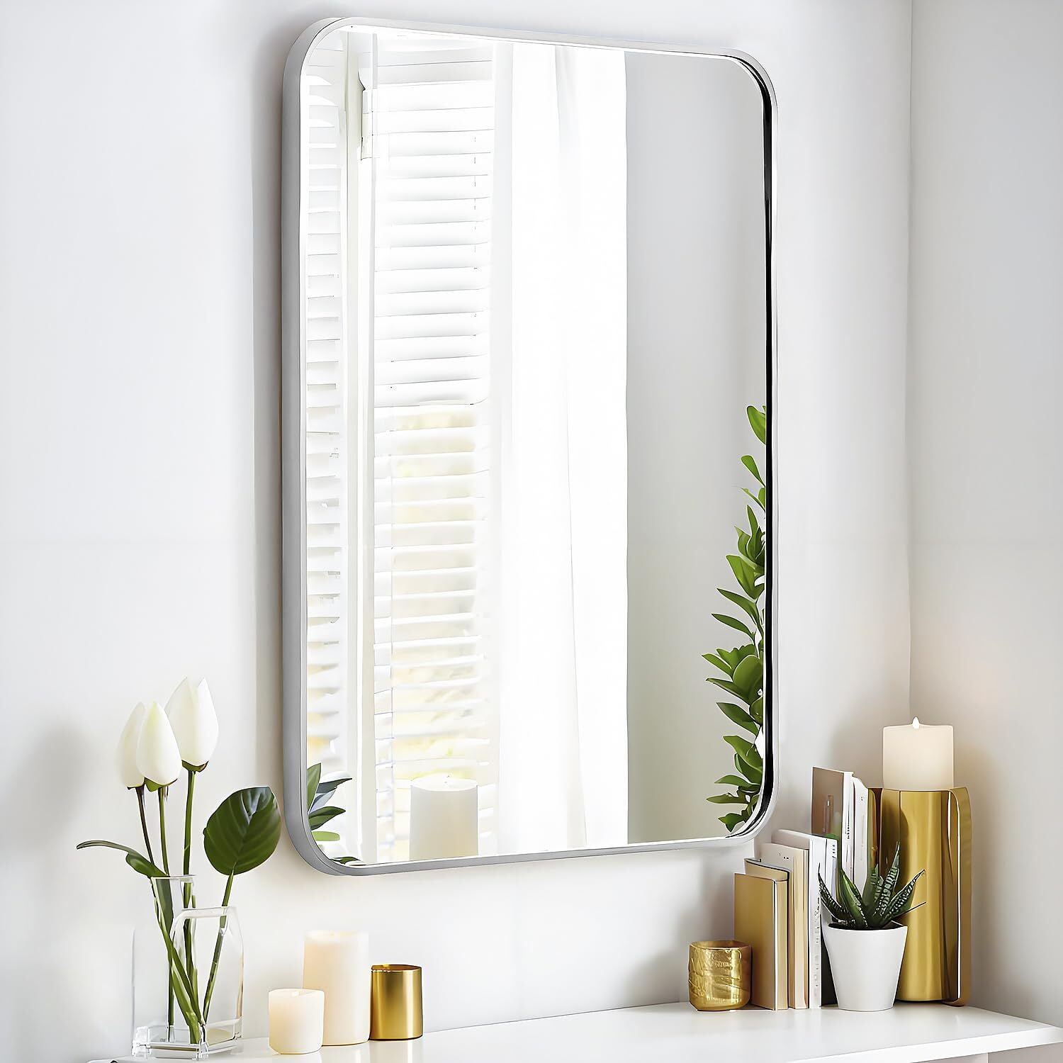 Lumora 36"x 24.2" Bathroom Mirror Full Length Wall Mounted Hanging or Against Wall Silver