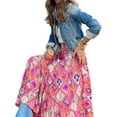 thumbnail image 4 of DYMADE Boho Beach Floral Print Women Ethnic Maxi Skirt, 4 of 4
