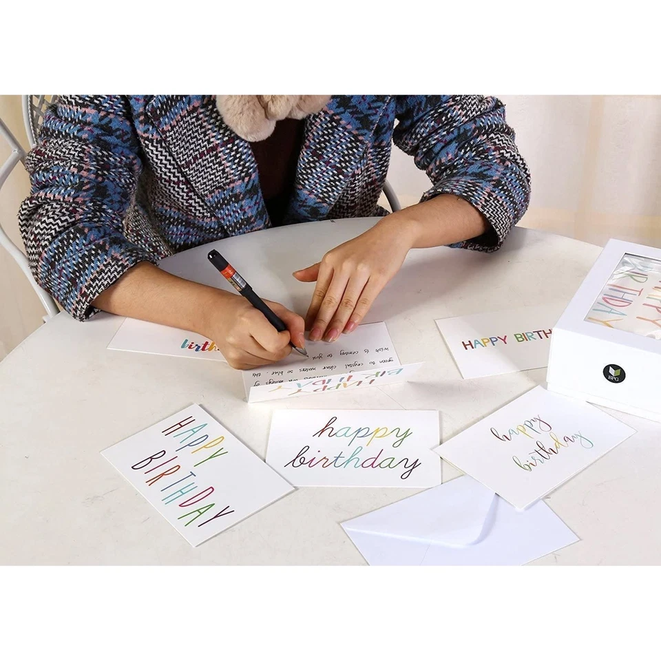 CIRCLE- 48 Pack Blank Birthday Cards With Envelopes For Kids, Adults, 6 Designs, 4 X 6