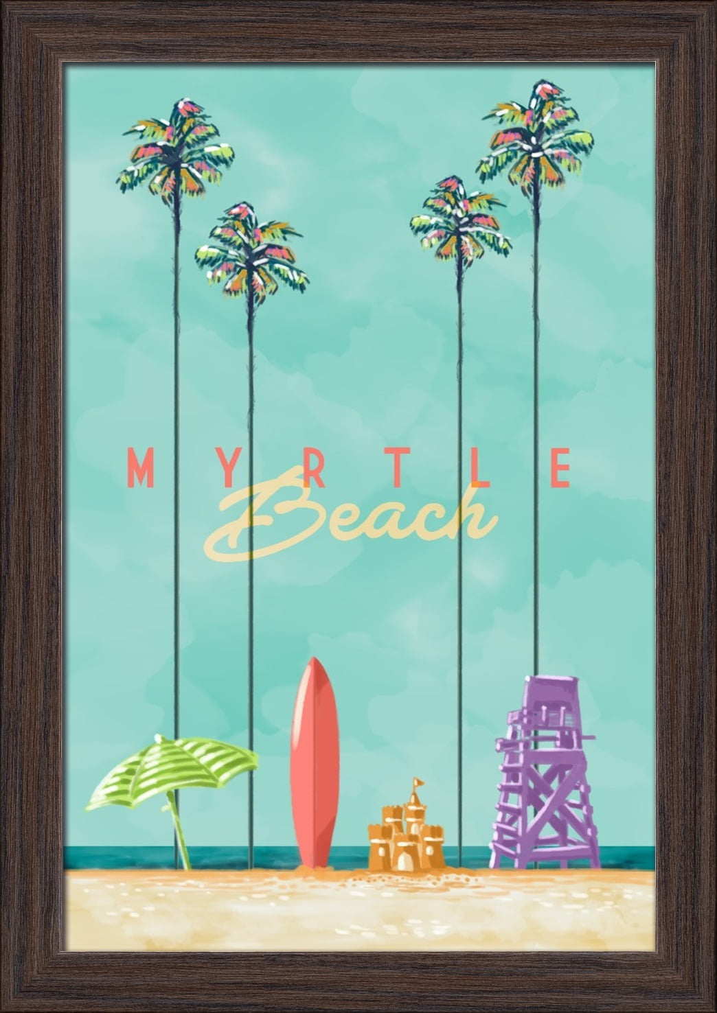Myrtle Beach, South Carolina - Tall Palms Beach Scene ...