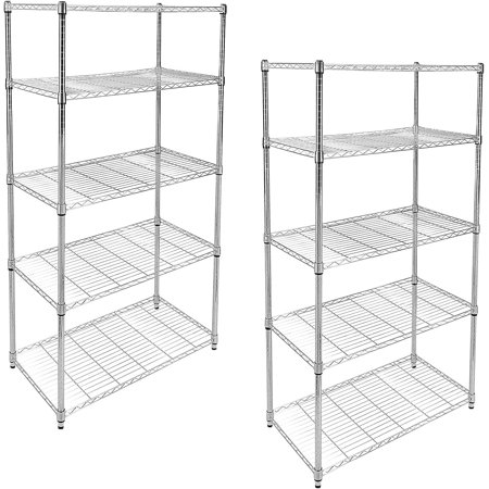iPower QIANGLING Heavy Duty 5-Tier Shelving Unit, 36'' L x 14'' W x 61.02'' H, Chrome,2-Pack