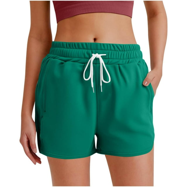 Yuyuzo Shorts de Gym pour Femmes à Cordon, Shorts de Survêtement Taille Basse, Shorts de Course à Jambe Droite et Grand