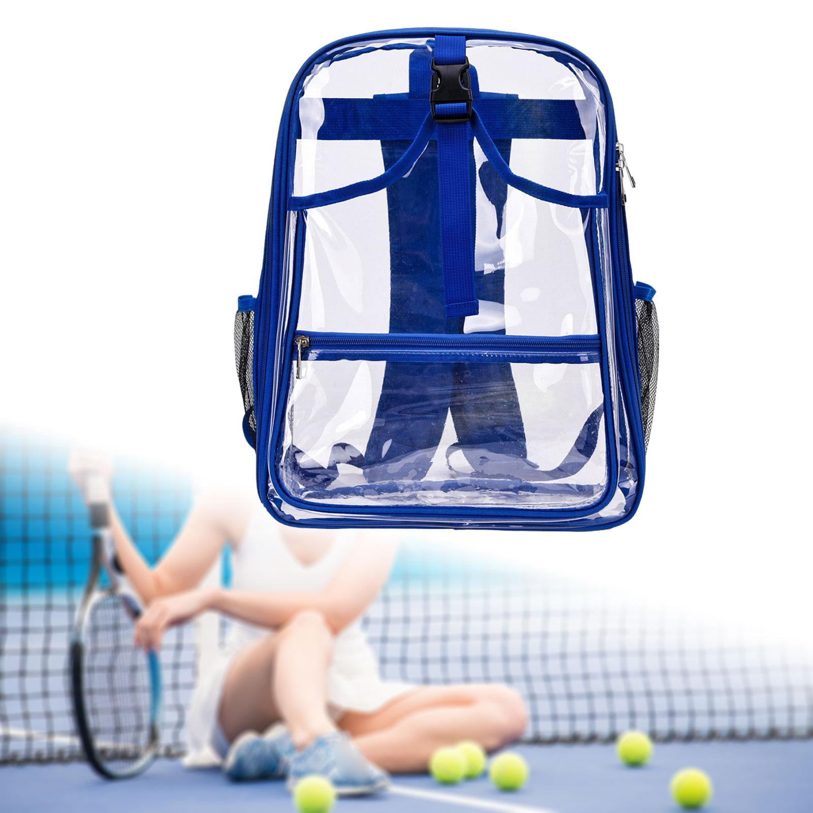 funtasica Tennis Backpack ,Racket Bags ,PVC, Lighweight Clear Large Capacity Unisex Gym Badminton Bag Tennis Rucksack for Men and Women Blue