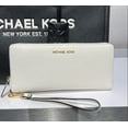 thumbnail image 3 of Michael Kors Womens Jet Set Travel Continental Zip Around Leather Wallet Wristlet 35T7Gtve7L-Opwhi (Optic White), 3 of 6