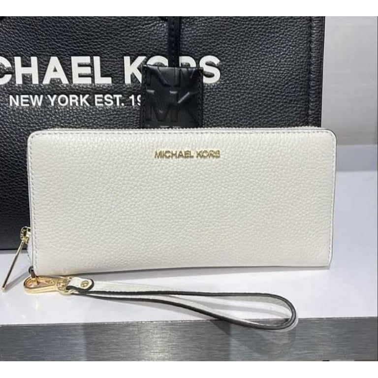 Michael Kors Jet Set Travel Large Continental Wallet Wristlet Vanilla Zip  Around