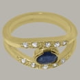 thumbnail image 4 of LBG British Made Traditional 10k Yellow Gold Ring with Natural Sapphire & Diamond Womens Promise Ring - 33 size options - Size 4.25, 4 of 7