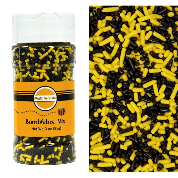 Mystic Sprinkles Bumble Bee Mix Jimmies Sprinkles 3 oz Bottle