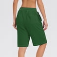 thumbnail image 3 of Summer  Shorts for Women Drawstring Waist Athletic Gym Shorts Casual Loose Long Yoga Shorts with Pockets dark green XX-Large, 3 of 5
