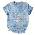 thumbnail image 1 of Hauts d'Été pour Femmes Manches Courtes Imprimé Lettre Teinture sur Nœuds T-shirt Col Rond Habillé Décontracté Tunique Ample Blouses Cadeau pour Femmes, 1 of 7