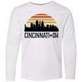 thumbnail image 3 of Inktastic Cincinnati Ohio Skyline Retro Long Sleeve Youth T-Shirt, 3 of 5