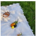 thumbnail image 4 of Picnic Blanket Outdoor Blanket Foldable Blanket Picnic Mat Beach Mat for Camping Lawn Beach Grass, Kitchen Tassel Tablecloth Table Decor, 35"x59"(White), 4 of 5
