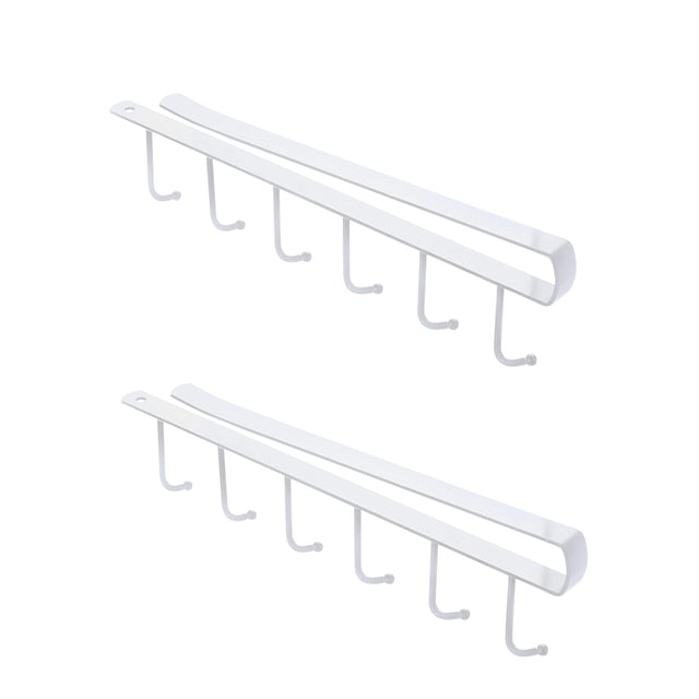 Under Cabinet Hanger Rack, Kitchen Storage Rack with Hooks, Space Saving Over Cabinet Towel Holder for Kitchen, Bathroom, Laundry Room Organization