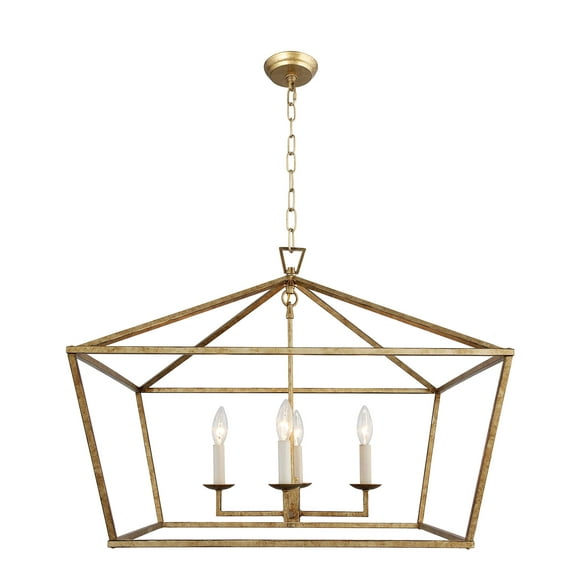 Chapman Lanterne Décontractée Moyenne Grand Lanterne Ajourée Pendentif Escalier Entrée Cuisine Hall Hall Luminaire Lustre (Fer Vieilli) (Or Vieilli)