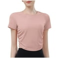thumbnail image 3 of Women's Summer Short Sleeve Hooded Top Shirts Blouses Solid Color Round Neck Loose Fit Casual Daily Wear Vacation Beach Streetwear Fashion Essential Gift for Women | Aestivo,Hot Pink L, 3 of 7