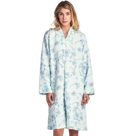 

Women s Floral Print Zipper Front Quilted Robe