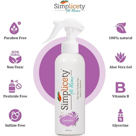 Simplicety® Lice Prevention Spray for Kids Hair (8 Fl Oz), All Natural Ingredients Lice Spray Treatment, Highly Effective Against Head Lice, Terminates Eggs, and Nits from All Hairs (Lavender)