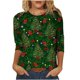thumbnail image 1 of Camiseta informal de manga 3/4 con estampado navideño de primavera para mujer Pompotops gfhjh8383, 1 of 5