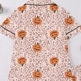 thumbnail image 5 of WOYY Girls Halloween Pajamas Pumpkin Leopard Button Down Shirt Shorts Homewear, Sizes 3-14, 5 of 8