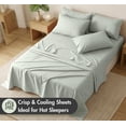 thumbnail image 4 of RUVANTI 100% Cotton Percale Sheets King Size 6 Piece Set, Cooling Bed Sheets for Hot Sleepers, Deep Pocket 16”, Breathable Lightweight & Durable, Crisp Hotel Style Sheets, Ocean Breeze, 4 of 8
