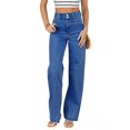 thumbnail image 1 of Vaqueros Sidefeel para mujer, cintura alta, pierna recta, color azul, talla 12, 1 of 6