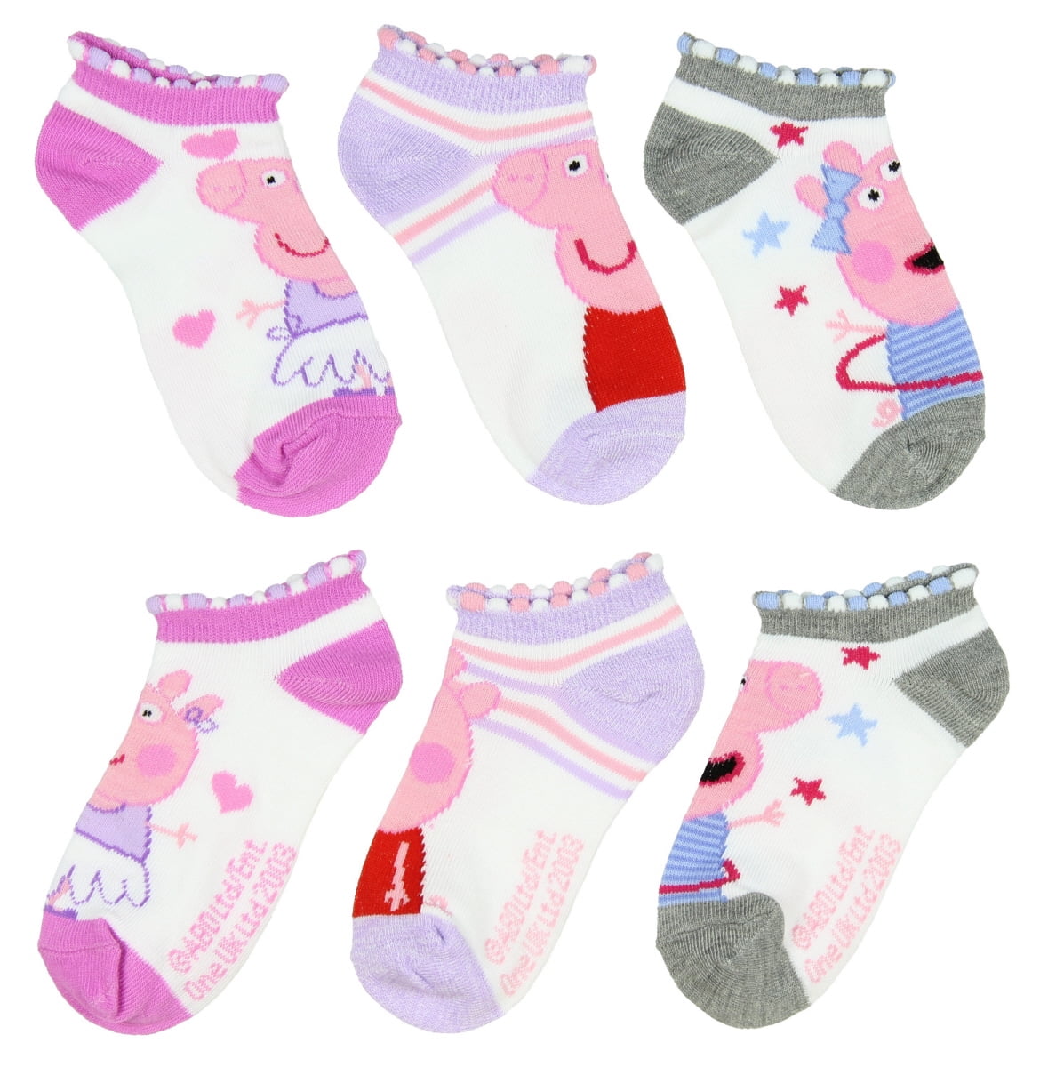 3 Pairs Socks Assorted Girl Peppa Pig Knee High Sock Size 6-8 NEW