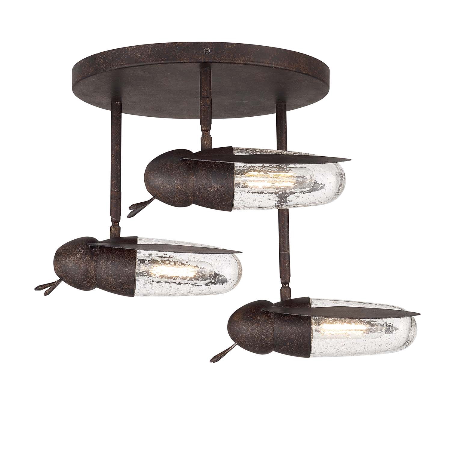 Nightflight - 3-Light Semi Flush Mount - Rustic Bronze