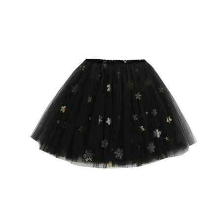 

kpoplk Cute Skirts for Teen Girls Kids Baby Dance Tutu Skirt For Girl Toddler Pettiskirt Children Chiffon(Black)