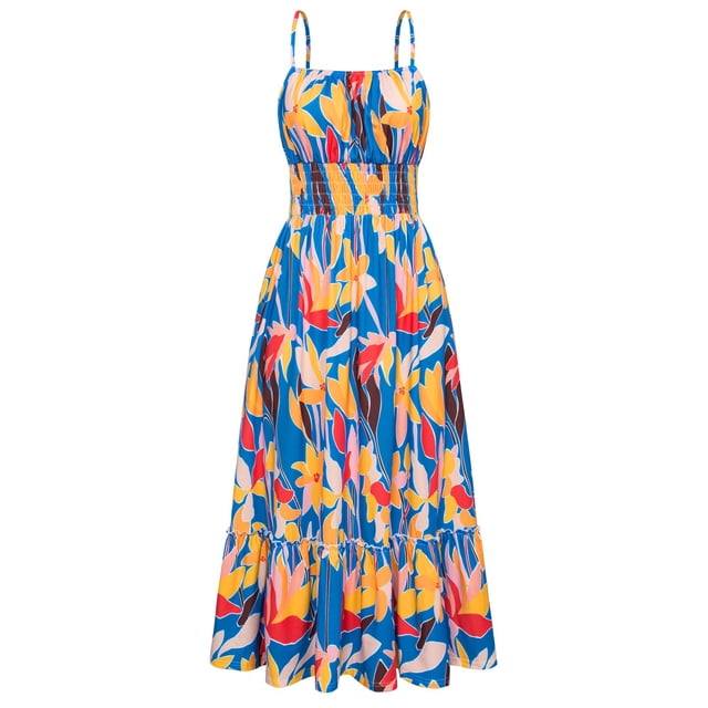 Vestido Grace Karin 2025, casual, playa, línea A, maxi azul L