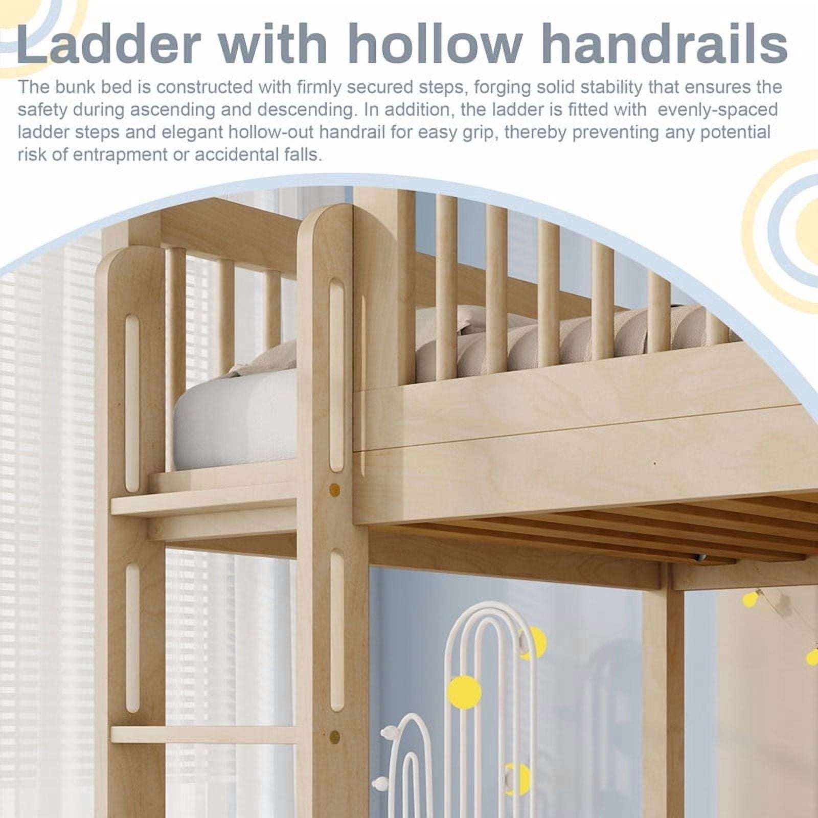 Twin-Over-Twin Wood Bunk Bed Convertible into 2 Platform Beds, Kids Storage Bed Frame with 2 Drawers, Ladder & Safety Guardrails