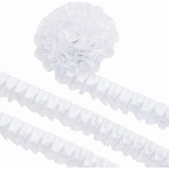 10 Yards White Organza Ruffled Pleated 1.57 Inch Organza Ruffled Fabric Lace Fabric Trim for Sewing Dress Bag Costume Decoration Trimming Craft diy