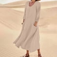thumbnail image 1 of Mejor Belleza Women's cotton linen dresses summer midi dresses with pockets Mejor Belleza Vestido boho;Vestidos largos de playa;Flowy with ruffled hem, 1 of 7