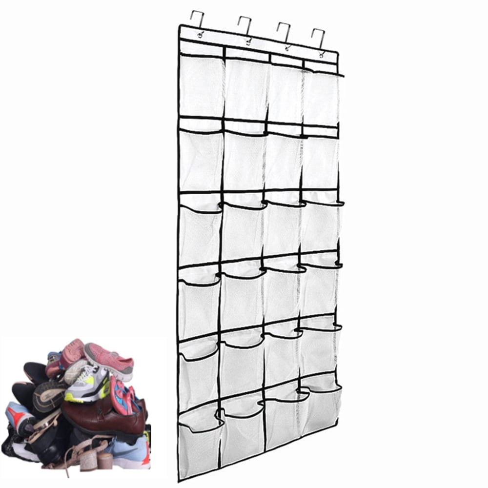 Non Woven Fabric Storage Bag Over the Door Shoe Organizer 24 Large Mesh Pockets 