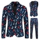 thumbnail image 3 of Trajes de Navidad para hombres, uniforme de 3 piezas, trajes diarios, copo de nieve, muñeco de nieve, árbol, chaqueta con estampado, chaqueta, pantalones, chalecos, conjunto masculino para Navidad, 3 of 5