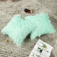 thumbnail image 5 of PiccoCasa Shaggy Faux Fur Throw Pillow Cover, Soft Plush Square Cushion Cover, 18" x 18" Green, 5 of 8